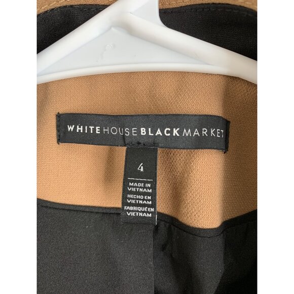 Womens Skirt Suit WHBM Color Block Asym Zip Detail Midi Length Tan Sz 4 7047 - Picture 11 of 11